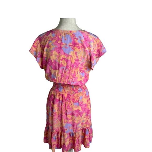 NWT Rails Tara Flutter Sleeve Smocked Waist Mini Dress in Passion Flower Size M - Picture 5 of 12